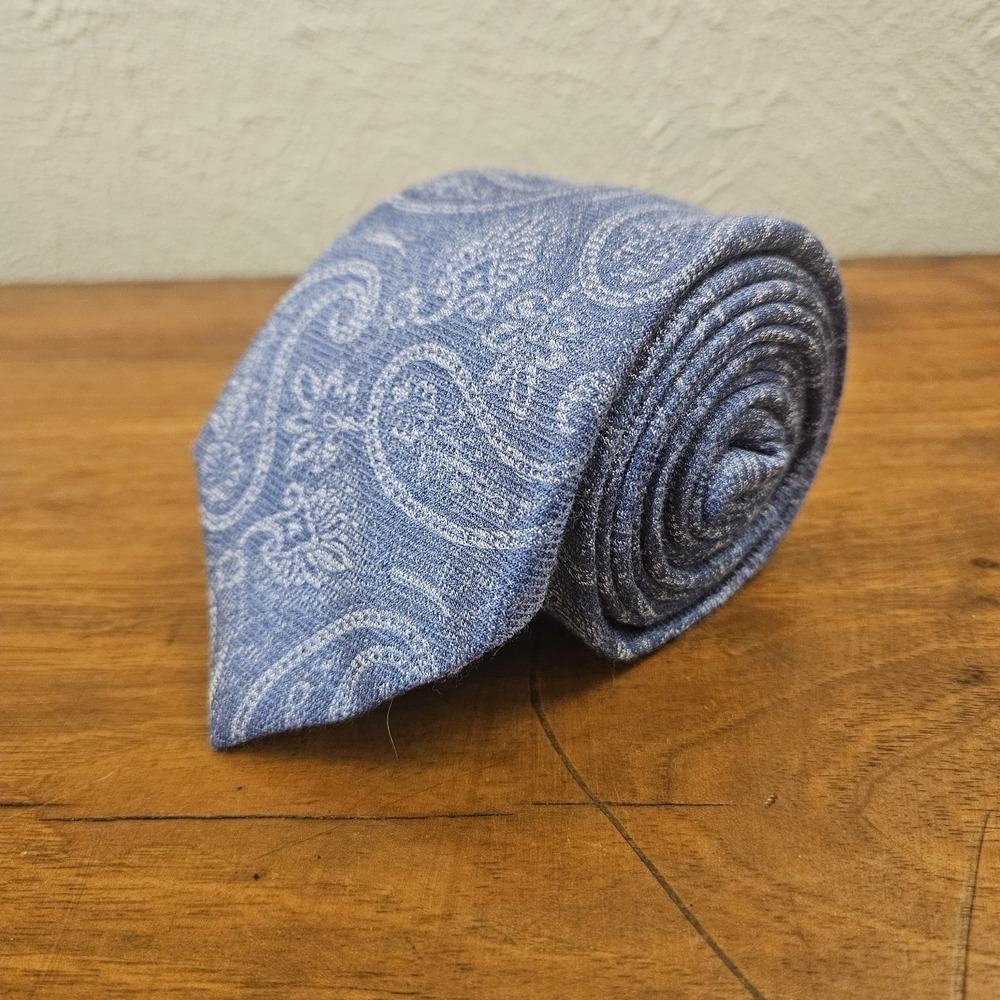 Michael Kors Men's Neck Tie Light Blue Paisley Silk Blend